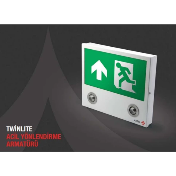 Arsel Twinlite TW-123-L Acil Çıkış Yönlendirme Armatürü Sürekli ve Kesintide 180 Dak. Yanan LED + LED ürün görseli 1