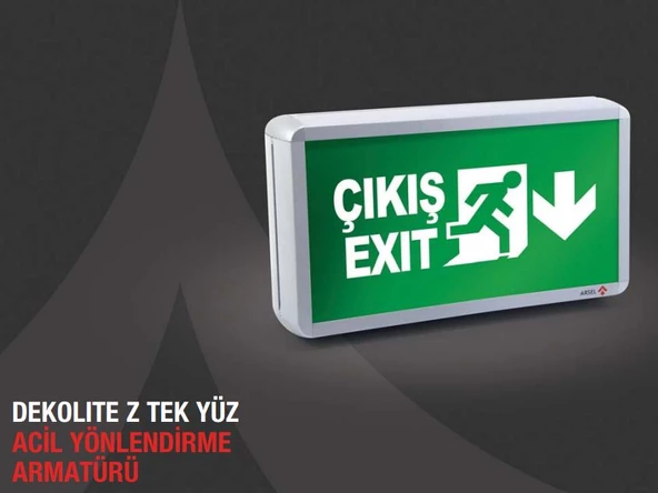 Arsel Dekolite Z Serisi AE-4213-L Acil Çıkış Yönlendirme Armatürü Kombine Sürekli ve Kesintide 180 Dak. Yanan 500lm Led ürün görseli 1