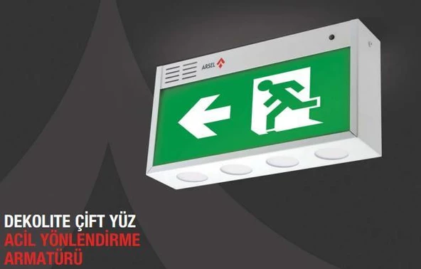 Arsel Dekolite Z Serisi Çift Yüzlü AE50-5221-L(500) Acil Çıkış Yönlendirme Armatürü Sürekli ve Kesintide 60 Dak. Yanan 500 Lümen LED ürün görseli 1