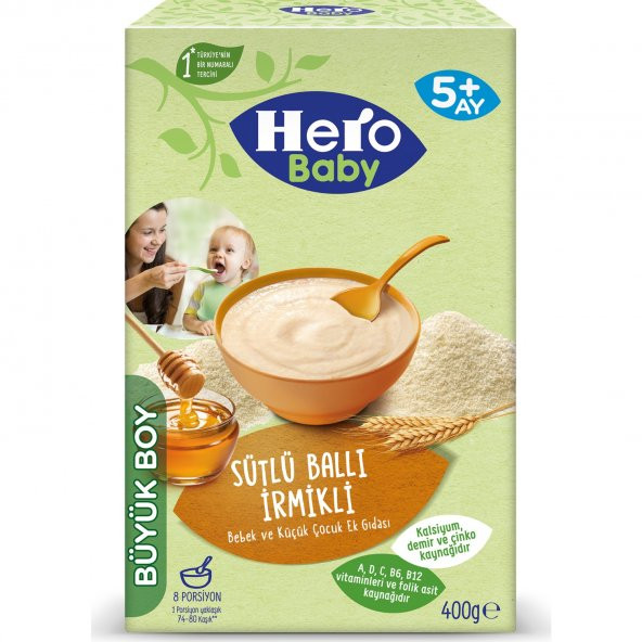 Hero Baby Sütlü Ballı İrmikli Kaşık Mama 400 gr 2'li Paket ürün görseli 1
