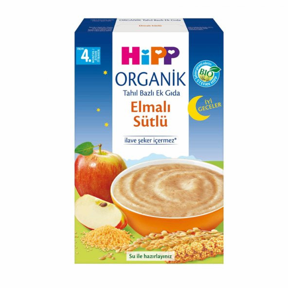 Hipp Organik İyi Geceler Elmalı Sütlü Kaşık Mama 250 gr ürün görseli 1
