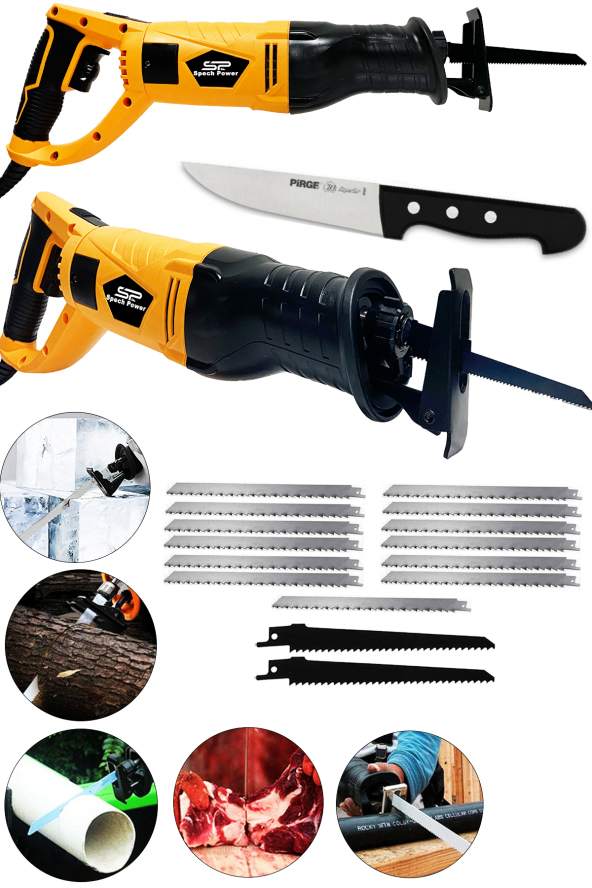 Spech Power  2400 Watt Devir Ayarlı 360 Başlık Metal Ahşap Kemik Kesme Makinası 15 Adet Kesim Bıçağı hediye ürün görseli 1