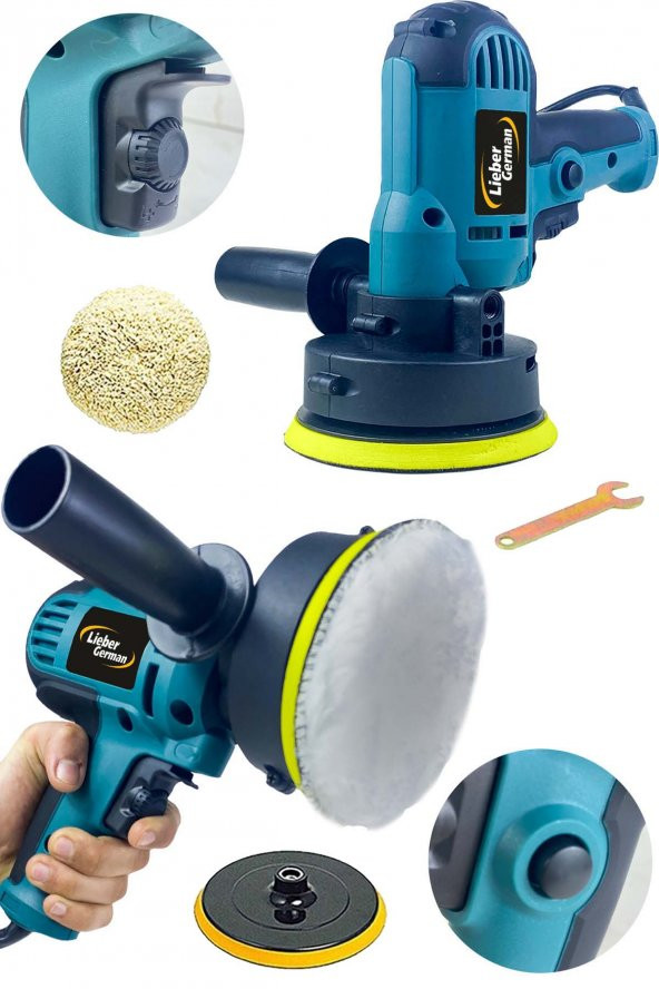 Lieber German LG8013 Tam Profesyonel 6 Kademe Devir Ayarlı 125 Mm Zımpara Araba Pasta Cila Polisaj Makinesi ürün görseli 1