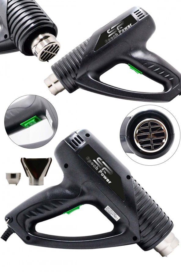 Spech Power Amerikan 2000 Watt Yanmaz Motor Tam Profesyonel 2 Kademe Isı Ayarlı Sıcak Hava Tabancası ürün görseli 1