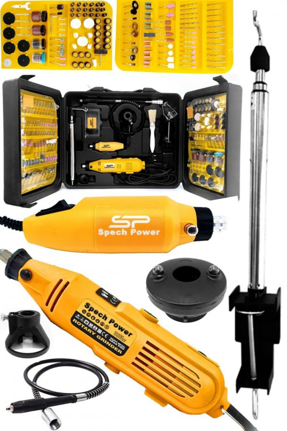 Spech Power Çift Makineli 450w Profesyonel Gravür Seti Kalıpçı Taşlama 450 Parça Aksesuar Seti Hediyeli ürün görseli 1