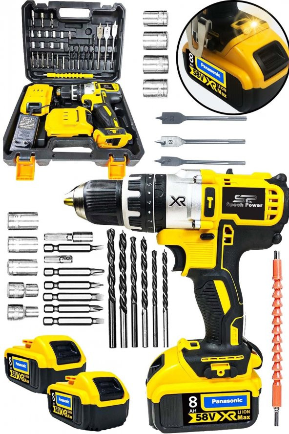 Spech Power 14.4 V 3ah Bakır Sargı Metal Şanzuman 30 Parça Multi Set Hediyeli Çift Akülü Darbeli Matkap ürün görseli 1