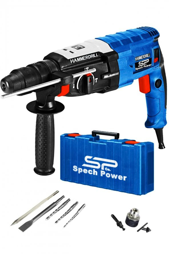 Spech Power Amerikan Teknoloji 1500 Watt Bakır Sargılı Kırıcı Delici Matkap 5 Parça Uç Yedek Mandren Hediyeli ürün görseli 1