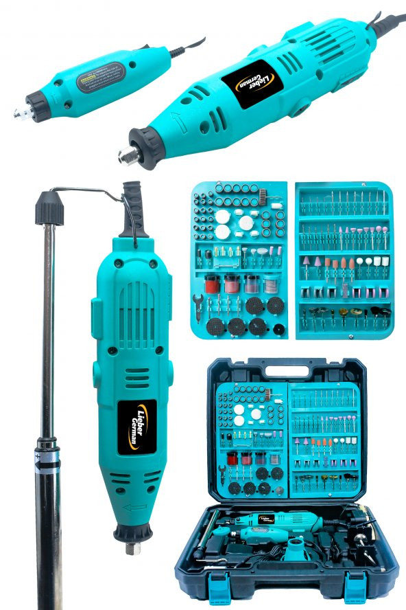 Lieber German Teknoloji 400 Watt 352 Parça 60.000 Rpm 6 Kademe Devir Ayarlı Hobi Gravür Seti Mini Taşlama Makinesi ürün görseli 1