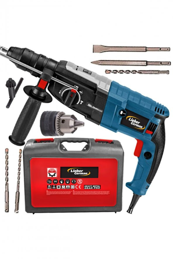 Lieber German GhD 7186 Çantalı 1500w 6 Joule 28mm Kırıcı Delici 5 Parça Sds Uç Seti Hediyeli (Made İn German) ürün görseli 1