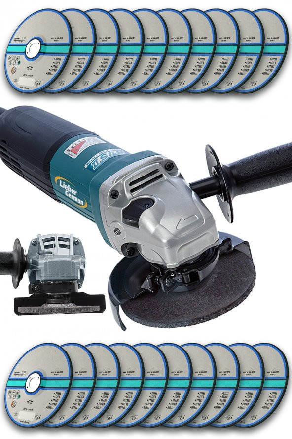 Lieber German Teknoloji 1500 W Bakır Sargılı 115 Mm Avuç İçi Spiral Kesme Ve Taşlama Makinası 20 Taş Hediyeli ürün görseli 1