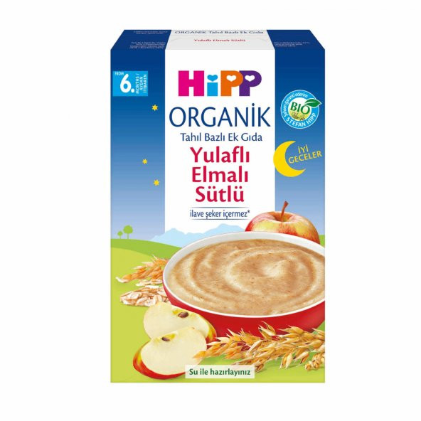 Hipp Organik İyi Geceler Yulaflı Elmalı Sütlü Kaşık Mama 250 gr 2'li Paket ürün görseli 1