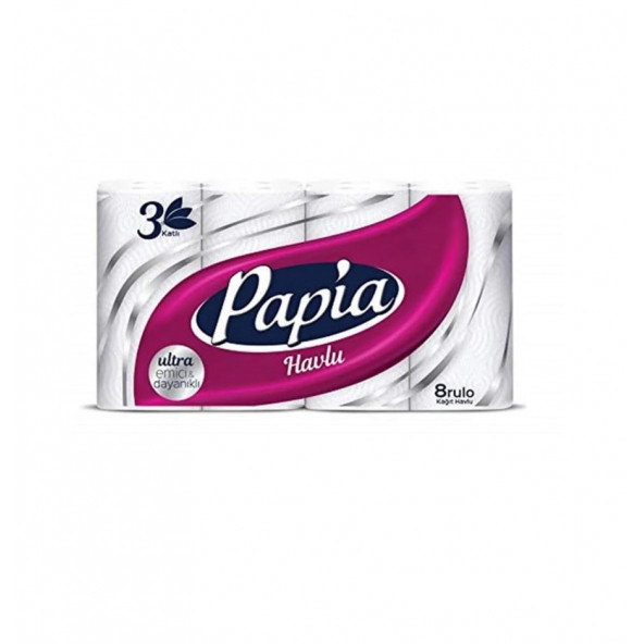 Papia Kağıt Havlu 3 Katlı 8 Rulo ürün görseli 1