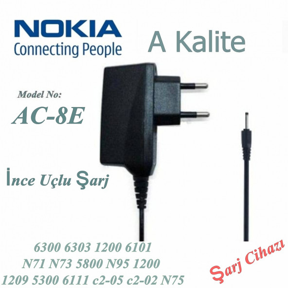 Nokia Ince Uç Şarj Cihazı 6300 1200 2700 3110 5130 5300 5800 ürün görseli 1