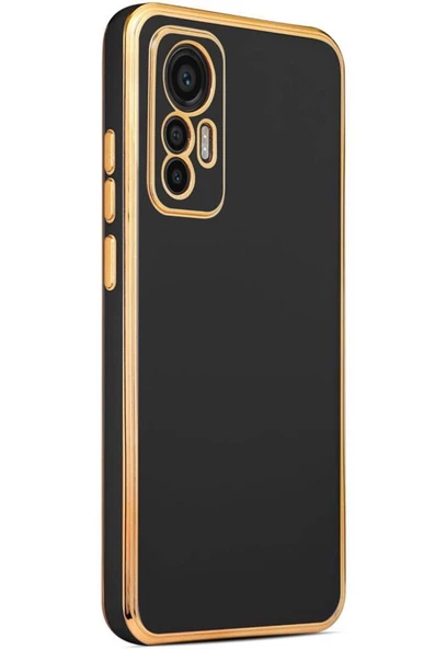 Xiaomi Mi 12 Lite Kılıf Kamera Korumalı Altın Kenar Tasarım Silikon ürün görseli 1