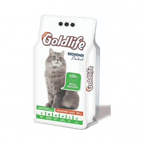 Goldlife Ekonomik paket Kokusuz Kedi Kumu 20 Lt ince Taneli ürün görseli 1