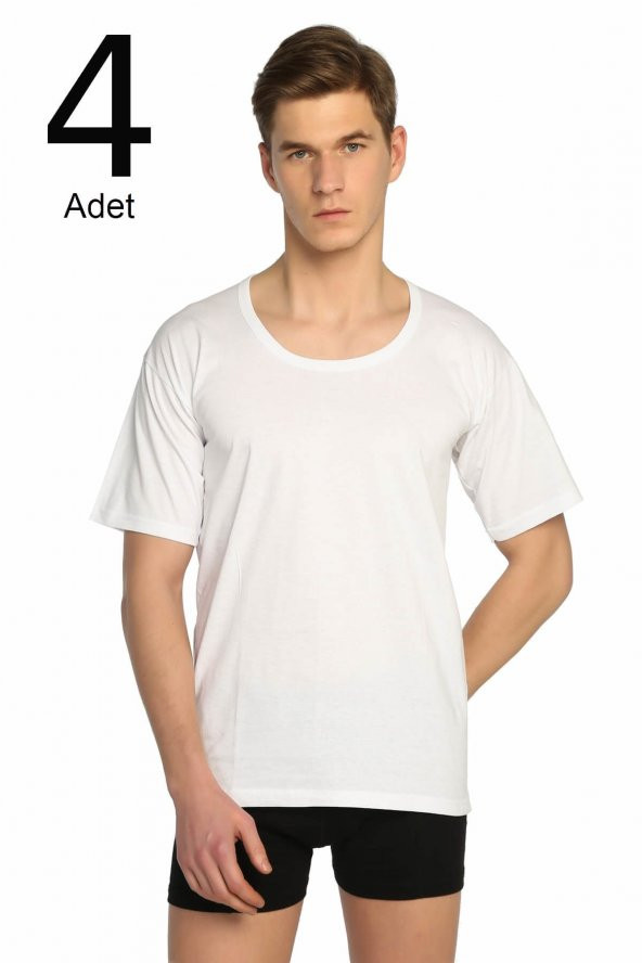 Erkek Beyaz 4lü Paket Bisiklet Yaka Fanila ELF568T0103CCM4 ürün görseli 1