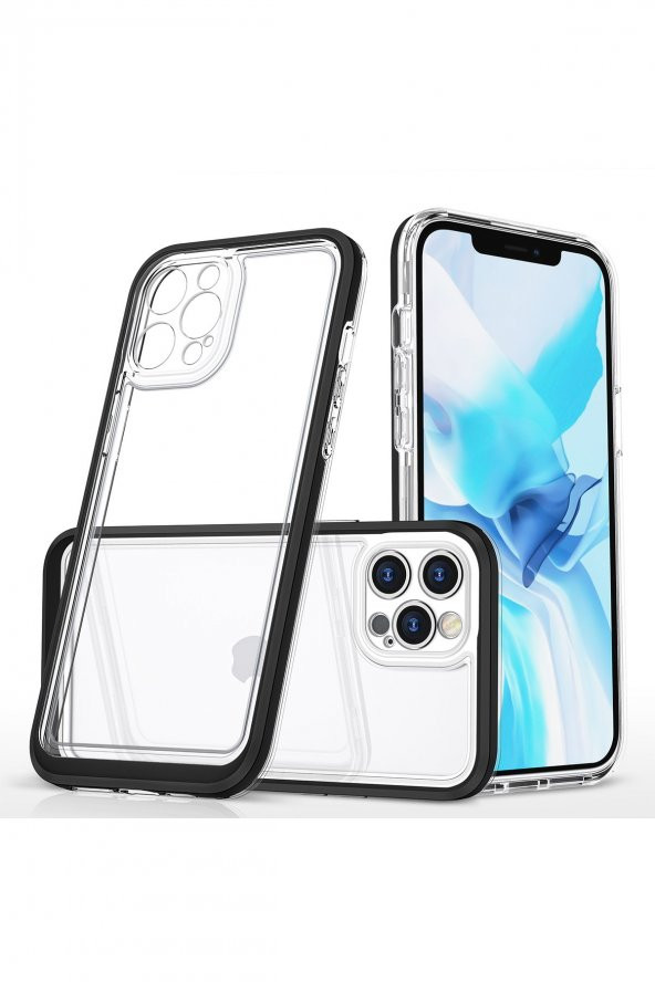 iPhone 12 Pro Max Kılıf Lims Arkası Şeffaf Tasarım Silikon Kılıf ürün görseli 1