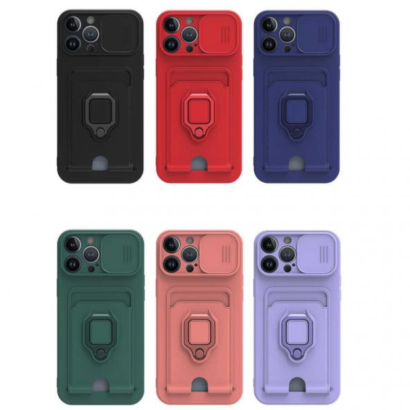 iPhone 12 Pro Max Kılıf Zuma Kartvizit Yüzüklü İpli Silikon Kılıf ürün görseli 1