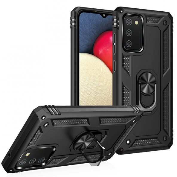 Samsung Galaxy A02S Kılıf Sofya Yüzüklü Standlı Korumalı Kılıf ürün görseli 1
