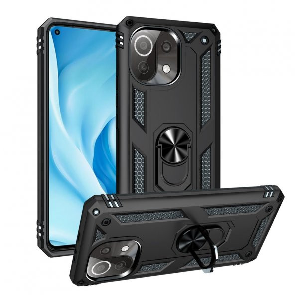 Xiaomi Mi 11 Lite Kılıf Sofya Yüzüklü Standlı Korumalı Kılıf ürün görseli 1