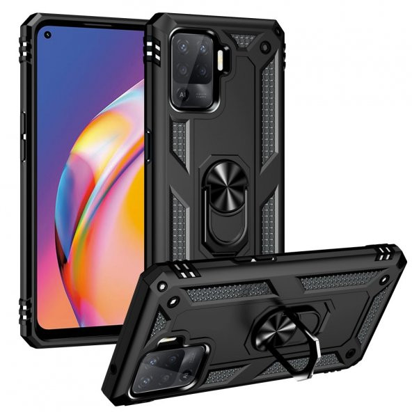 Oppo Reno 5 Lite Kılıf Sofya Yüzüklü Standlı Silikon Kılıf ürün görseli 1