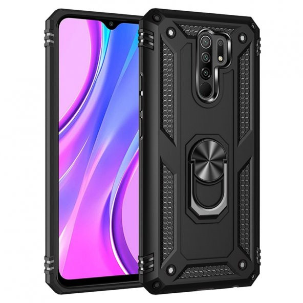 Xiaomi Redmi 9 Kılıf Sofya Yüzüklü Standlı Korumalı Kılıf ürün görseli 1