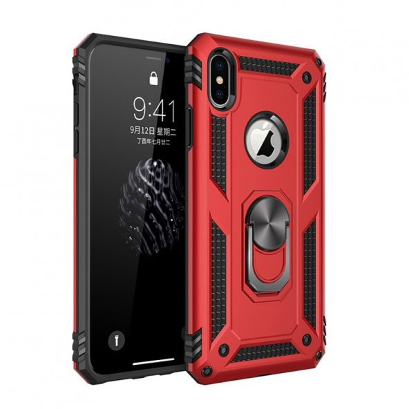 iPhone XS Kılıf Sofya Yüzüklü Standlı Silikon Kılıf ürün görseli 1