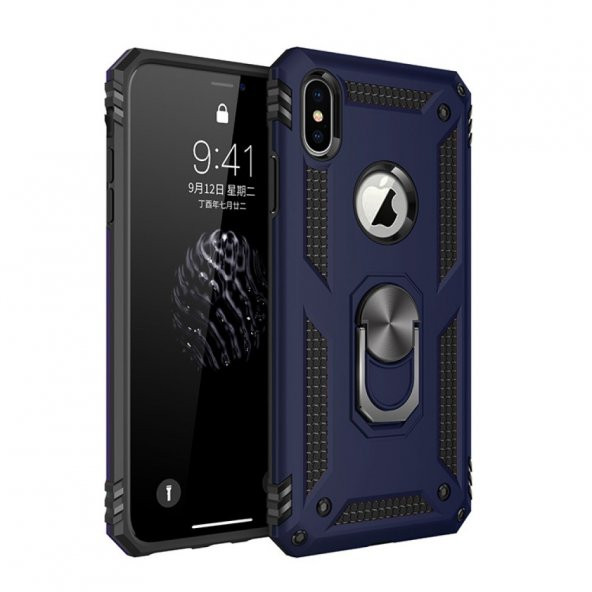 iPhone XS Max Kılıf Sofya Yüzüklü Standlı Silikon Kılıf ürün görseli 1