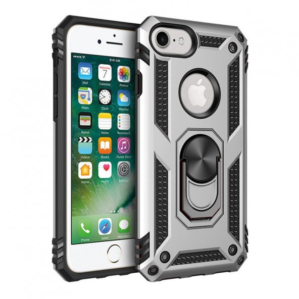 iPhone 6/6S Kılıf Sofya Yüzüklü Standlı Korumalı Kılıf - Resim 6
