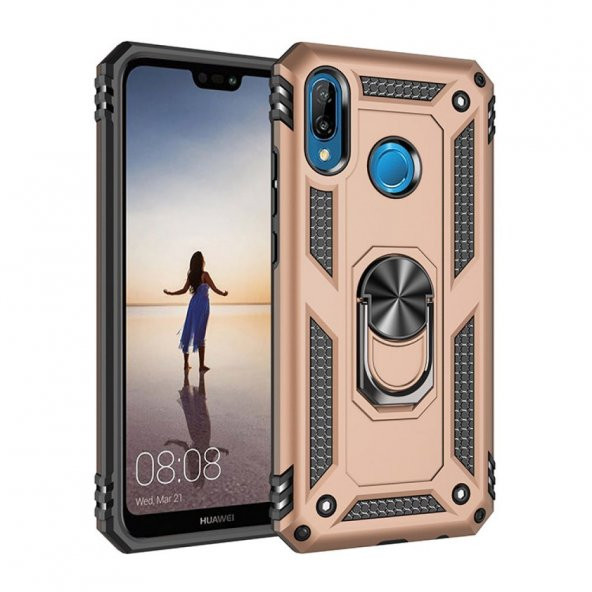 Huawei P20 Lite Kılıf Sofya Yüzüklü Standlı Korumalı Kılıf ürün görseli 1