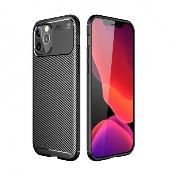 iPhone 12 Pro Kılıf Focus Karbon Silikon Kılıf Esnek Kapak ürün görseli 1