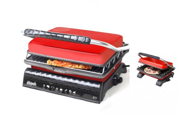Dökümix Ultra Plus Organik Demirdöküm Izgara& Tost Makinası Kırmızı Izgara Aparatlı,Fırçalı,Yağdanlık ürün görseli 1