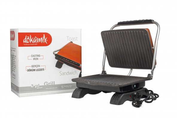 Organik  Pik Demir Döküm Kaplamasız & Anti Kanserojen Ev Tipi Tost Makinası DKMX SİYAH 1800W + Fırça ürün görseli 1