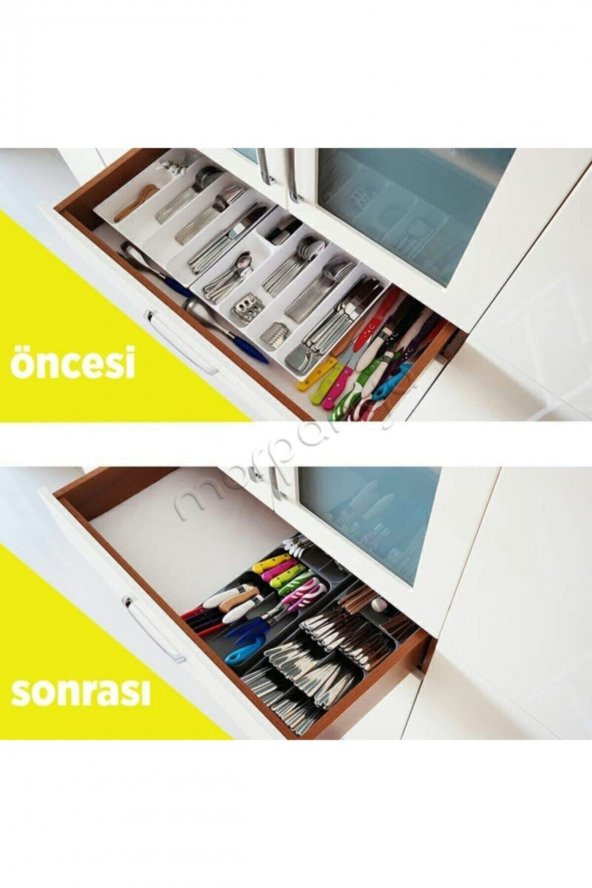9 Bölmeli Çekmece Kaşıklık Antrasit - Resim 2