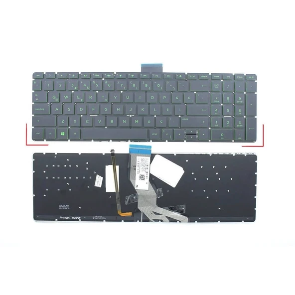 Hp 15s-eq0013nt (3H930EA) Klavyesi (Siyah TR) Yeşil ışıklı ürün görseli 1