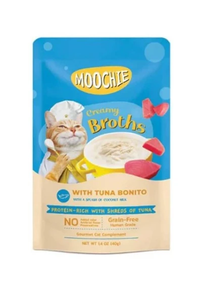 Moochie Parça Ton Balıklı Ve Midyeli Tahılsız Kedi Çorbası 40gr ürün görseli 1
