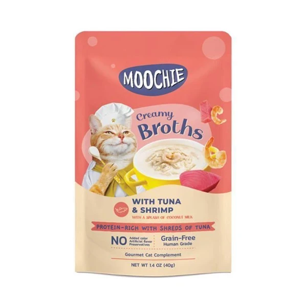 Moochie Parça Ton Balıklı Karidesli Tahılsız Kedi Çorbası 40gr ürün görseli 1