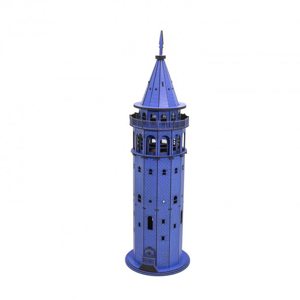 Galata Kulesi Ahşap Işıklı Mavi Büyük Boy 60 Cm ürün görseli 1