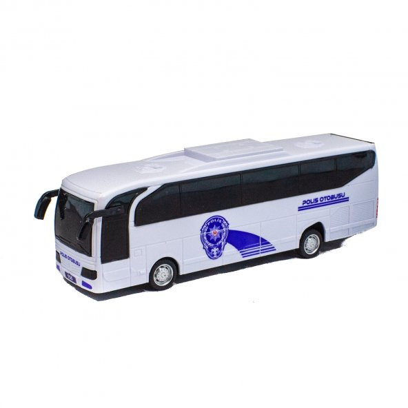 Oyuncak Otobüs Polis Otobüsü Sürtmeli Beyaz 22 Cm ürün görseli 1