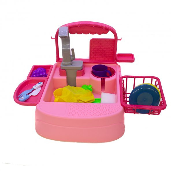 Oyuncak Mutfak Lavabo Modern Mutfak Sulu Çalışan Set Pembe ürün görseli 1