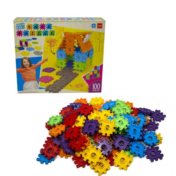Oyuncak Kare Puzzle 100 Parça Şekilden Şekile Giren Kareler ürün görseli 1