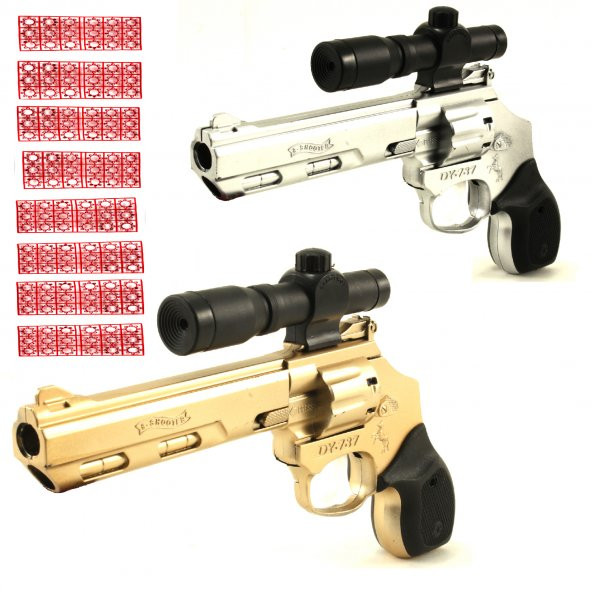 Kapsül Tabanca Dürbünlü Gold Gümüş 2 Adet 24 Cm 144 Adet Kapsül ürün görseli 1