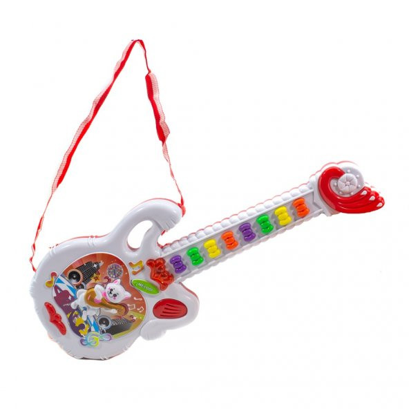 Oyuncak Gitar Işıklı Sesli Efsane Gitar Beyaz 40 Cm ürün görseli 1