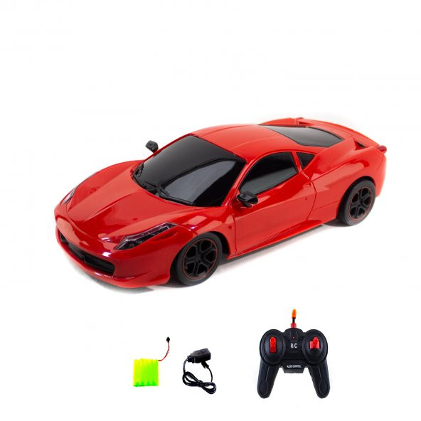 1:16 Ölçek Uzaktan Kumandalı Araba Ferrari Kırmızı Işıklı Şarjlı ürün görseli 1