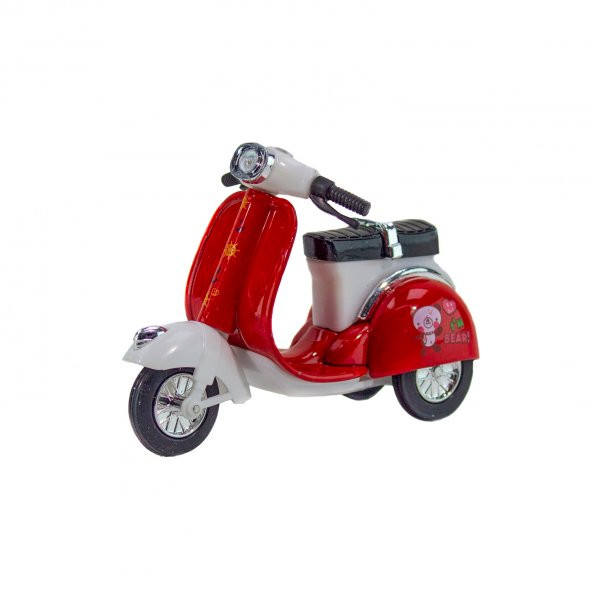 Oyuncak Scooter Motosiklet Metal Çek Bırak Kırmızı 12 Cm ürün görseli 1