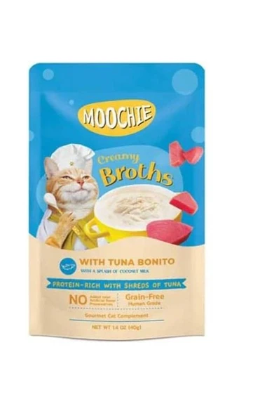 Moochie Parça Ton Balığı Ve Palamutlu Tahılsız Kedi Çorbası 40gr ürün görseli 1