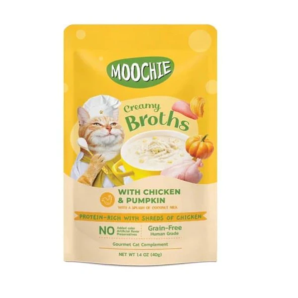 Moochie Parça Tavuk Etli Ve Balkabaklı Tahılsız Kedi Çorbası 40gr ürün görseli 1