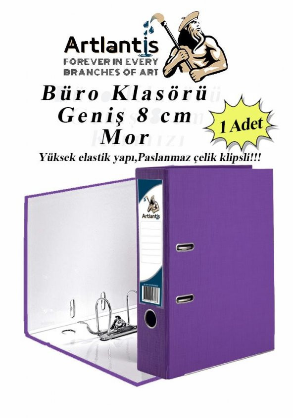 Büro Klasörü Mor Geniş 1 Adet Plastik Geniş Mor Klasör Halkalı Paslanmaz Çelik Klipsli 1 Adet ürün görseli 1