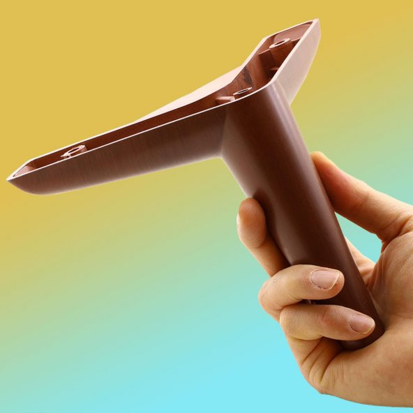Lüks Mobilya Kanepe Sehpa TV Ünitesi Koltuk Ayağı 12 cm Ahşap Desenli Kahve Baza Ayak ürün görseli 1