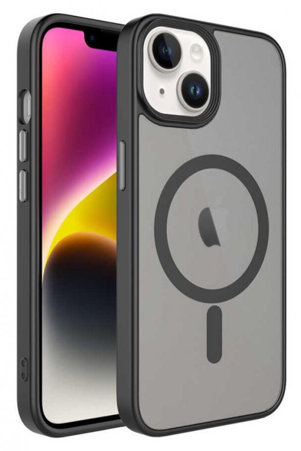 Apple iPhone 14 Kılıf Mat Arka Yüzey Wireless Şarj Özellikli Flet Magsafe Kapak ürün görseli 1